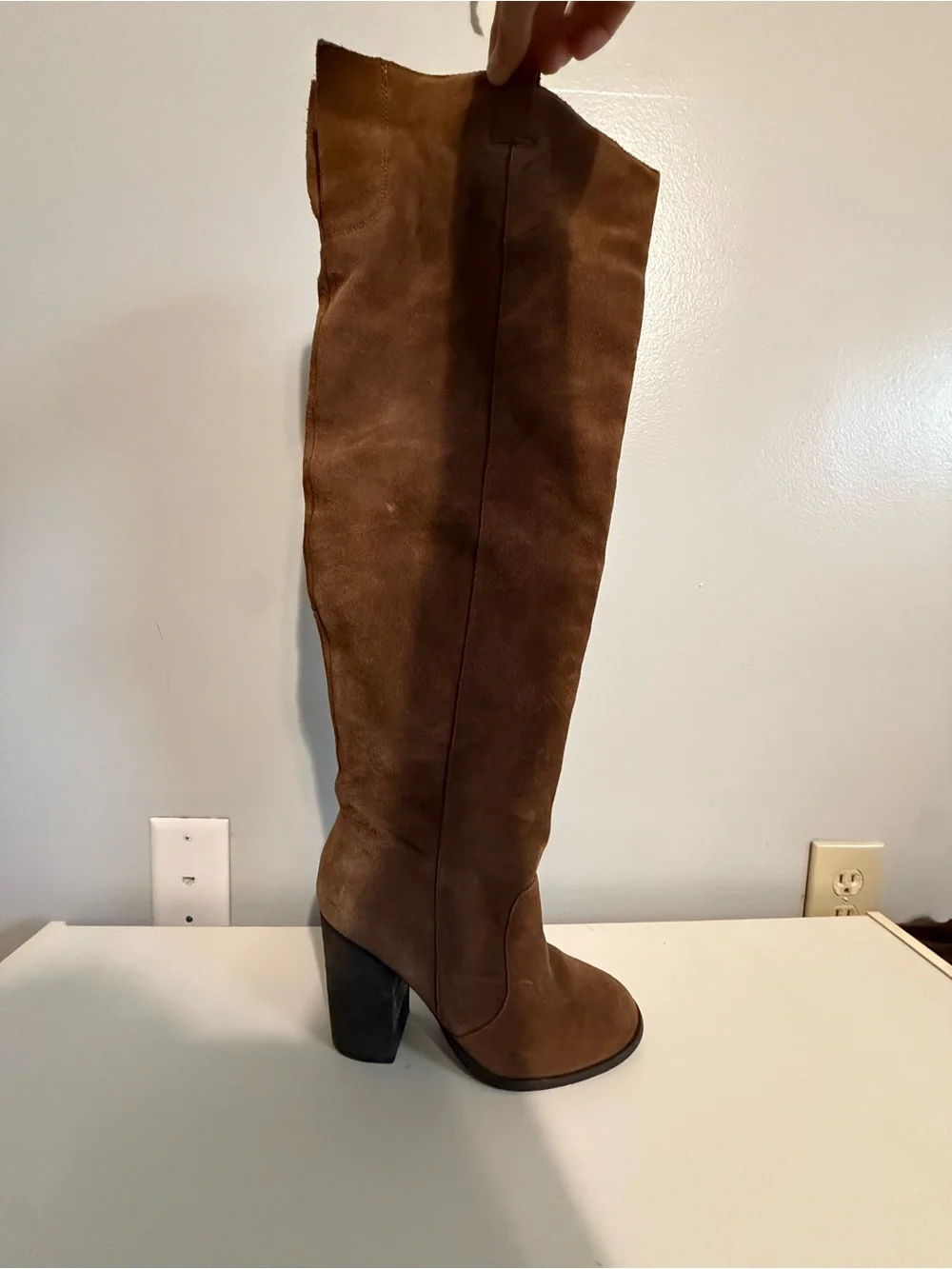 Carlos Tall Brown Suede Over-The-Knee Block Heel Boot